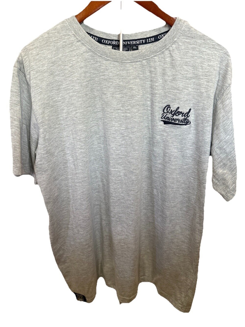 Oxford T Shirt Mens XL Gray Embroidered Logo Official College Tee